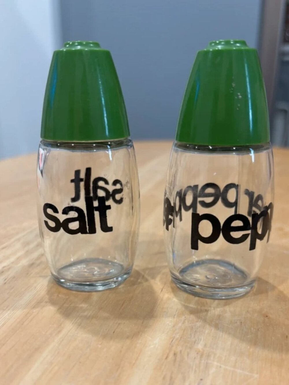Vintage 1970s glass salt and pepper shakers